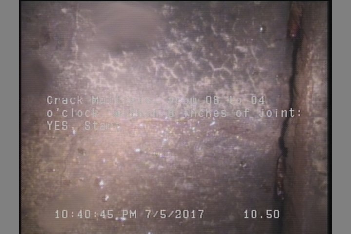 Crack Multiple, from 08 to 04 o'clock, within 8 inches of joint: YES, Start