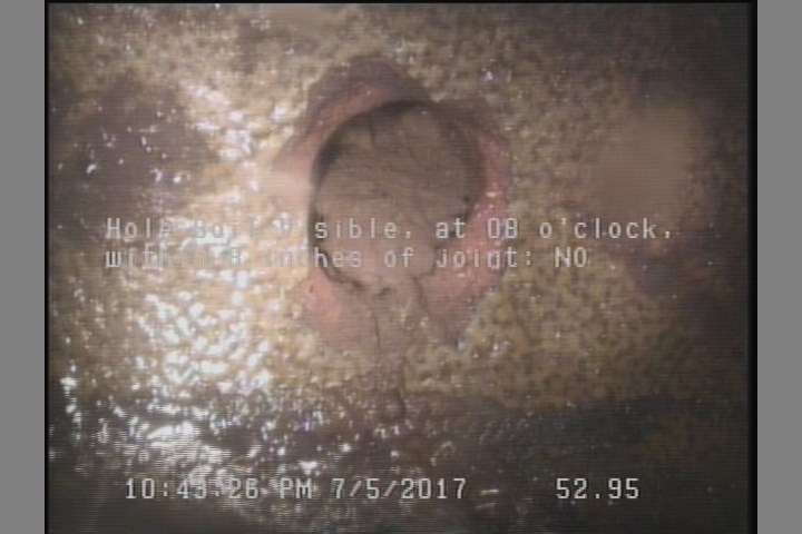 Hole Soil Visible, at 08 o'clock, within 8 inches of joint: NO