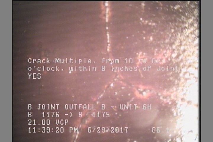 Crack Multiple, from 10 to 02 o'clock, within 8 inches of joint: YES