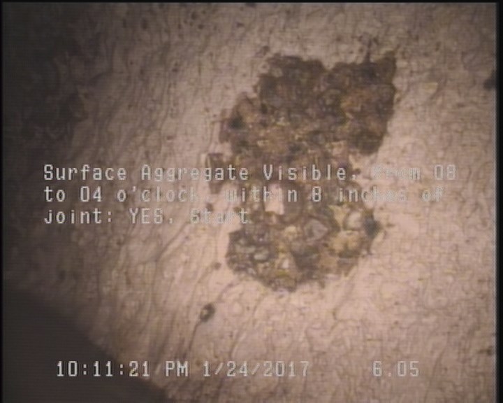 Surface Aggregate Visible, from 08 to 04 o'clock, within 8 inches of joint: YES, Start