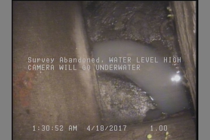 Survey Abandoned - WATER LEVEL HIGH CAMERA WILL GO UNDERWATER