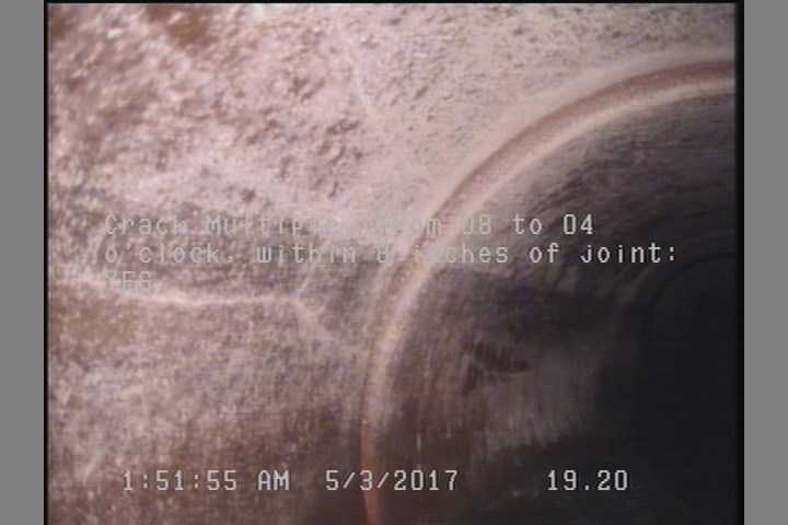 Crack Multiple, from 08 to 04 o'clock, within 8 inches of joint: YES