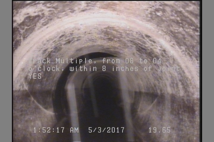 Crack Multiple, from 08 to 04 o'clock, within 8 inches of joint: YES