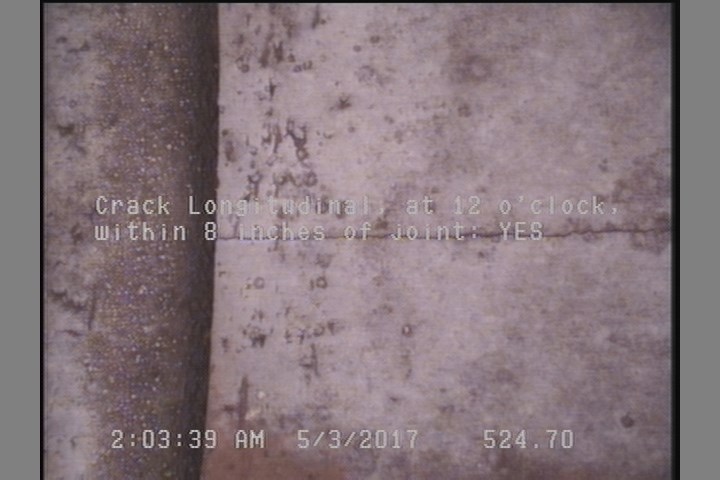 Crack Longitudinal, at 12 o'clock, within 8 inches of joint: YES