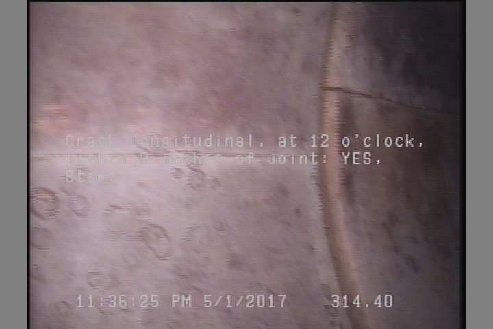 Crack Longitudinal, at 12 o'clock, within 8 inches of joint: YES, Start