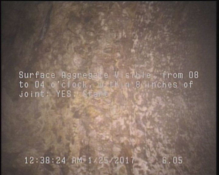 Surface Aggregate Visible, from 08 to 04 o'clock, within 8 inches of joint: YES, Start