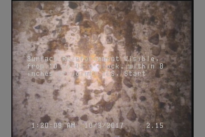 Surface Reinforcement Visible, from 10 to 02 o'clock, within 8 inches of joint: YES, Start