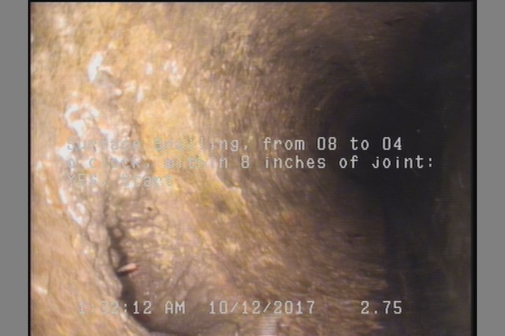 Surface Spalling, from 08 to 04 o'clock, within 8 inches of joint: YES, Start