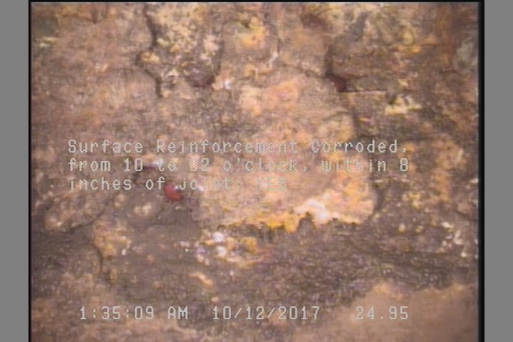 Surface Reinforcement Corroded, from 10 to 02 o'clock, within 8 inches of joint: YES