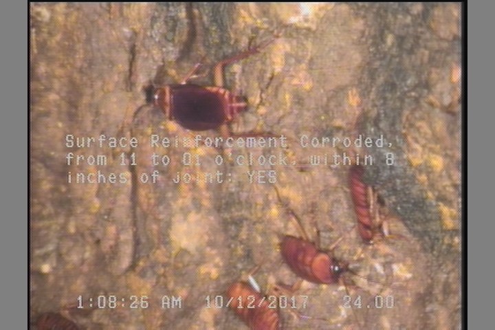 Surface Reinforcement Corroded, from 11 to 01 o'clock, within 8 inches of joint: YES