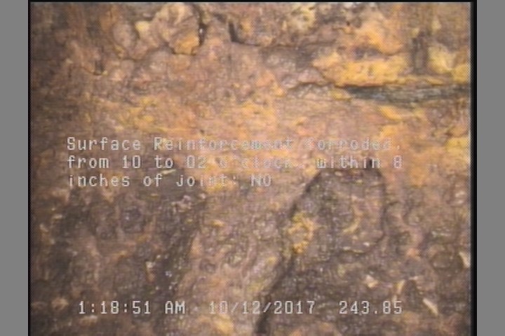 Surface Reinforcement Corroded, from 10 to 02 o'clock, within 8 inches of joint: NO