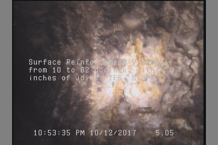 Surface Reinforcement Visible, from 10 to 02 o'clock, within 8 inches of joint: YES, Start