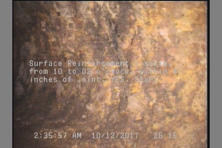 Surface Reinforcement Visible, from 10 to 02 o'clock, within 8 inches of joint: YES, Start