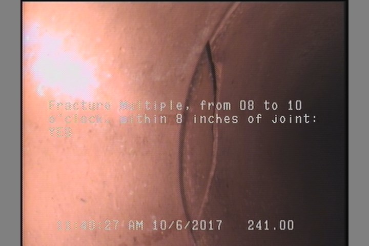 Broken, from 08 to 10 o'clock, within 8 inches of joint: YES