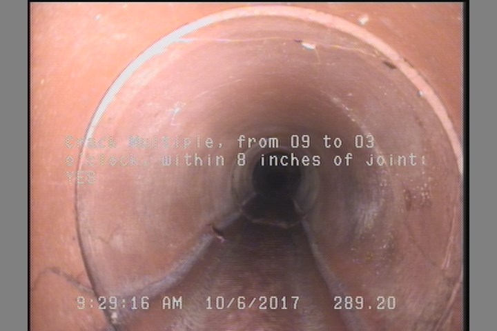Crack Multiple, from 09 to 03 o'clock, within 8 inches of joint: YES