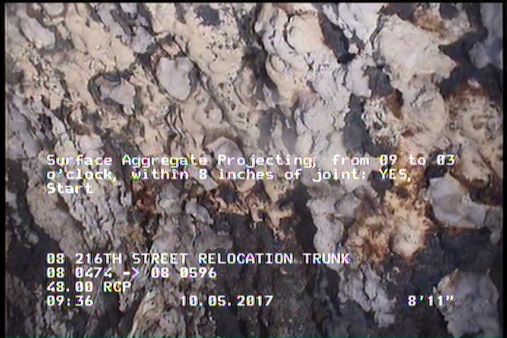 Surface Aggregate Projecting, from 09 to 03 o'clock, within 8 inches of joint: YES, Start