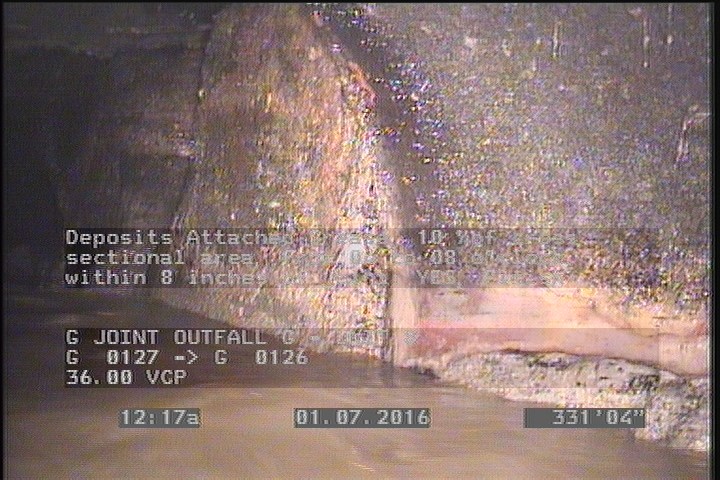 Deposits Attached Grease, 10 %of cross sectional area, from 04 to 08 o'clock, , within 8 inches of joint: YES, Finish