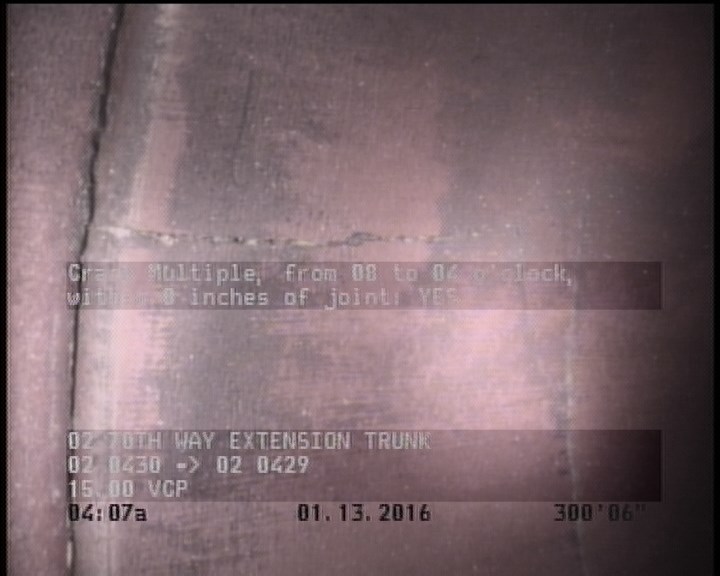Crack Multiple, from 08 to 04 o'clock, within 8 inches of joint: YES