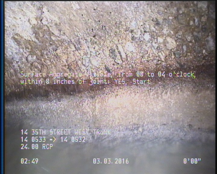 Surface Aggregate Visible, from 08 to 04 o'clock, within 8 inches of joint: YES, Start