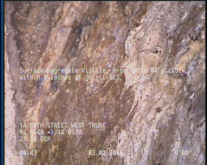 Surface Aggregate Visible, from 08 to 04 o'clock, within 8 inches of joint: YES, Start