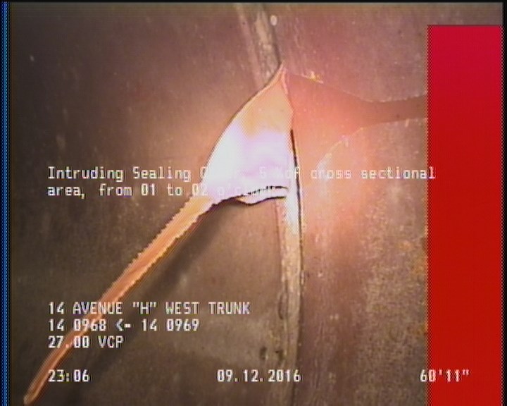 Intruding Sealing Other, 5 %of cross sectional area, from 01 to 02 o'clock