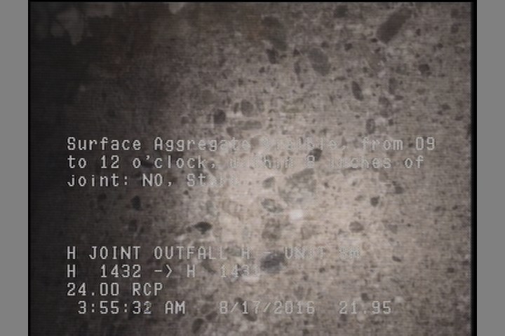 Surface Aggregate Visible, from 09 to 12 o'clock, within 8 inches of joint: NO, Start