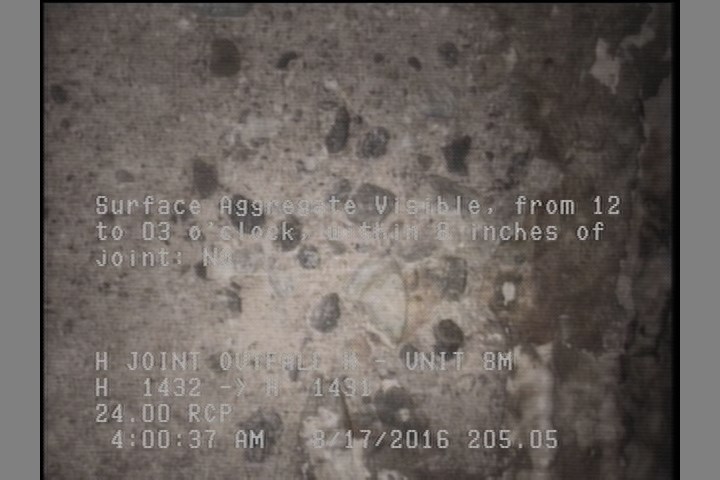 Surface Aggregate Visible, from 12 to 03 o'clock, within 8 inches of joint: NO
