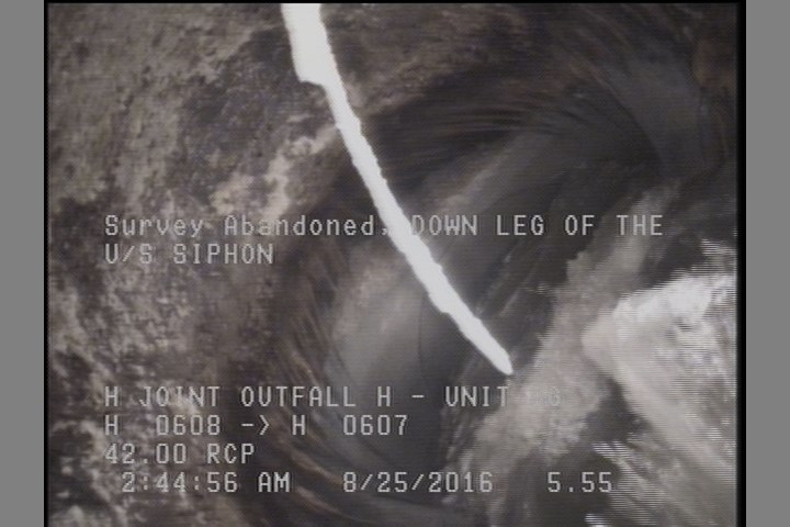 Survey Abandoned - DOWN LEG OF THE U/S SIPHON