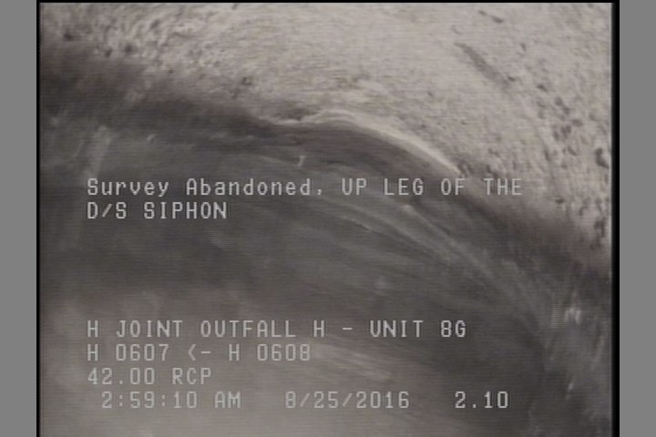 Survey Abandoned - UP LEG OF THE D/S SIPHON