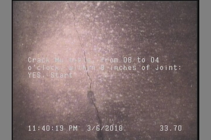 Crack Multiple, from 08 to 04 o'clock, within 8 inches of joint: YES, Start