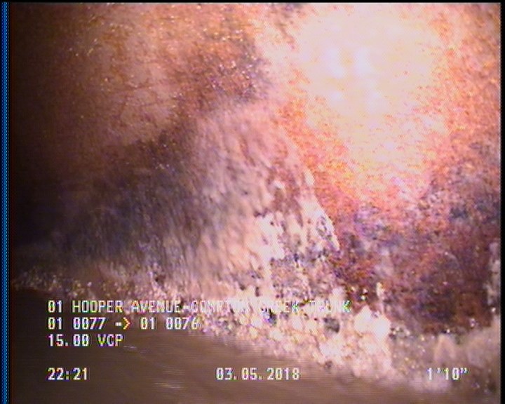 Deposits Attached Grease, 5 %of cross sectional area, from 03 to 09 o'clock, , within 8 inches of joint: YES, Start
