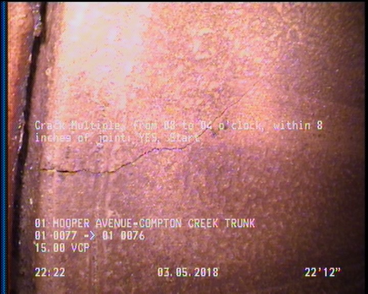 Crack Multiple, from 08 to 04 o'clock, within 8 inches of joint: YES, Start