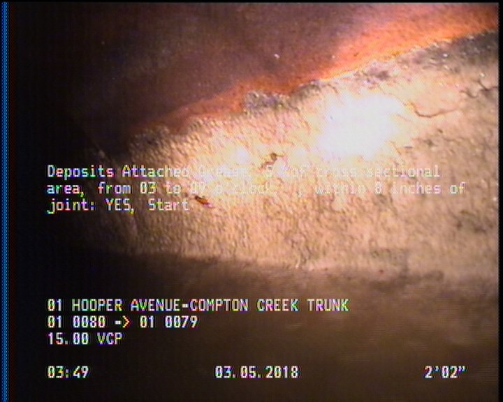 Deposits Attached Grease, 5 %of cross sectional area, from 03 to 09 o'clock, , within 8 inches of joint: YES, Start