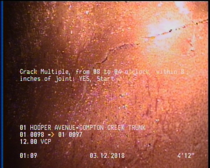 Crack Multiple, from 08 to 04 o'clock, within 8 inches of joint: YES, Start