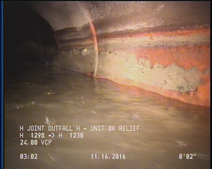 Deposits Attached Grease, 5 %of cross sectional area, from 03 to 09 o'clock, , within 8 inches of joint: YES, Start
