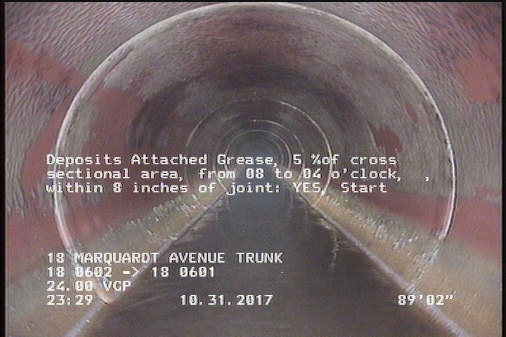 Deposits Attached Encrustation, 5 %of cross sectional area, from 08 to 04 o'clock, , within 8 inches of joint: YES, Start