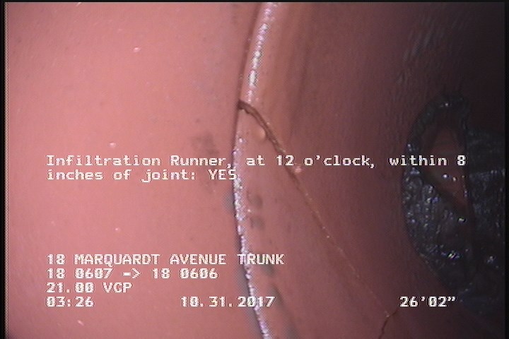 Infiltration Runner, at 12 o'clock, within 8 inches of joint: YES