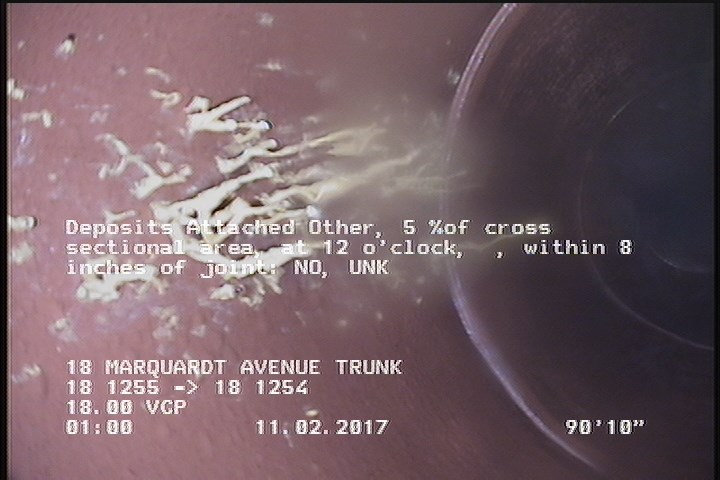 Deposits Attached Other, 5 %of cross sectional area, at 12 o'clock, , within 8 inches of joint: NO - UNK