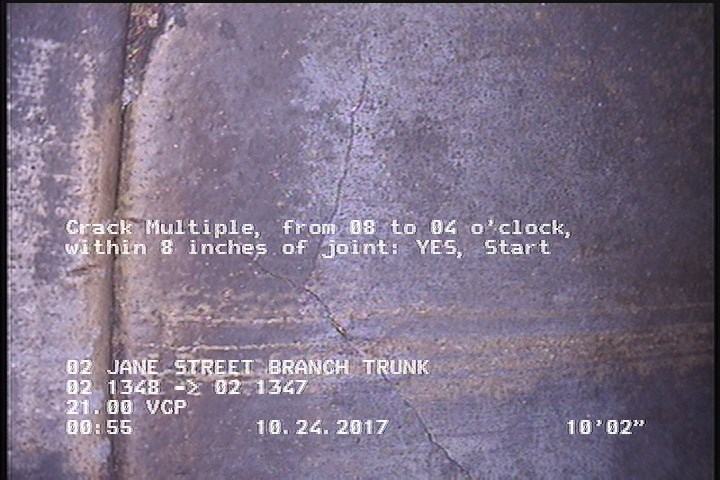 Crack Multiple, from 08 to 04 o'clock, within 8 inches of joint: YES, Start