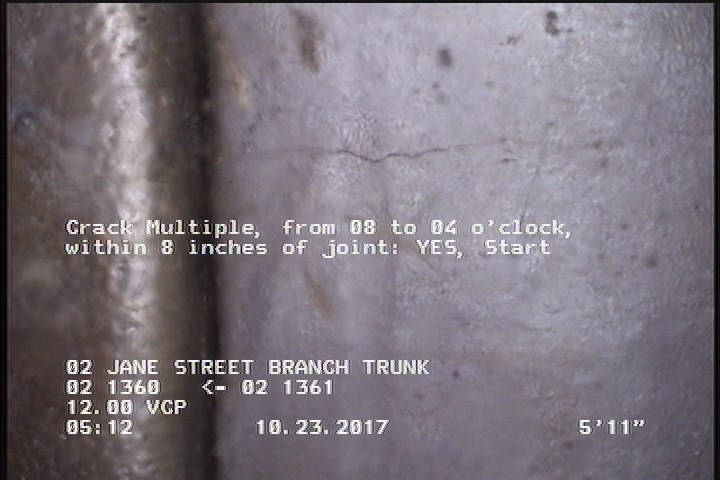 Crack Multiple, from 08 to 04 o'clock, within 8 inches of joint: YES, Start
