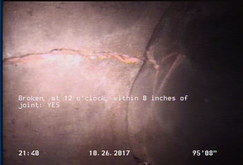 Broken, at 12 o'clock, within 8 inches of joint: YES, Start