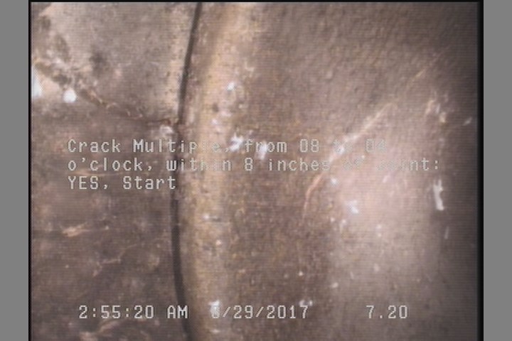 Crack Multiple, from 08 to 04 o'clock, within 8 inches of joint: YES, Start