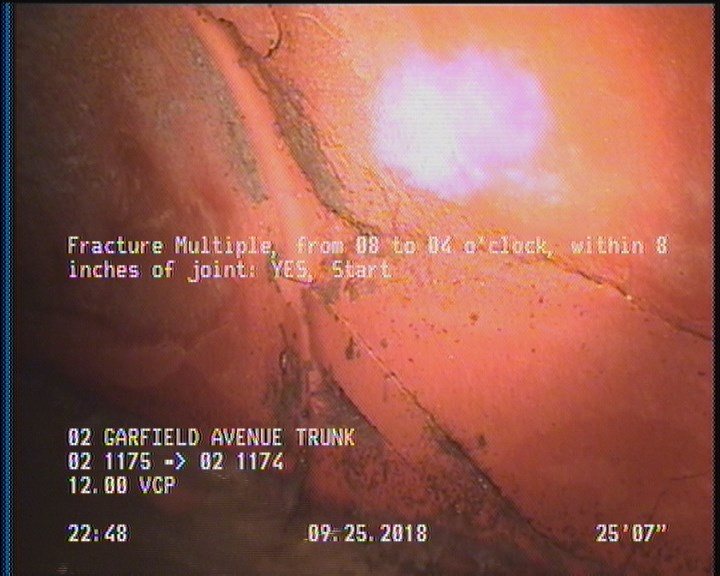 Fracture Multiple, from 08 to 04 o'clock, within 8 inches of joint: YES