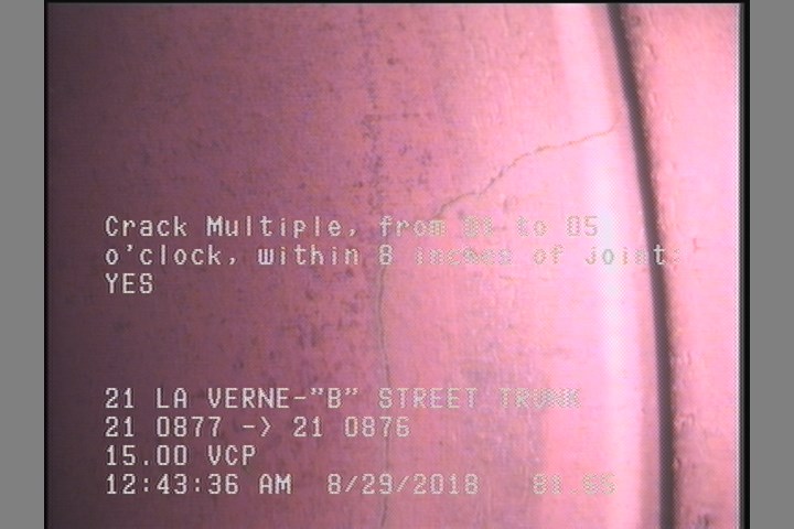 Crack Multiple, from 01 to 05 o'clock, within 8 inches of joint: YES