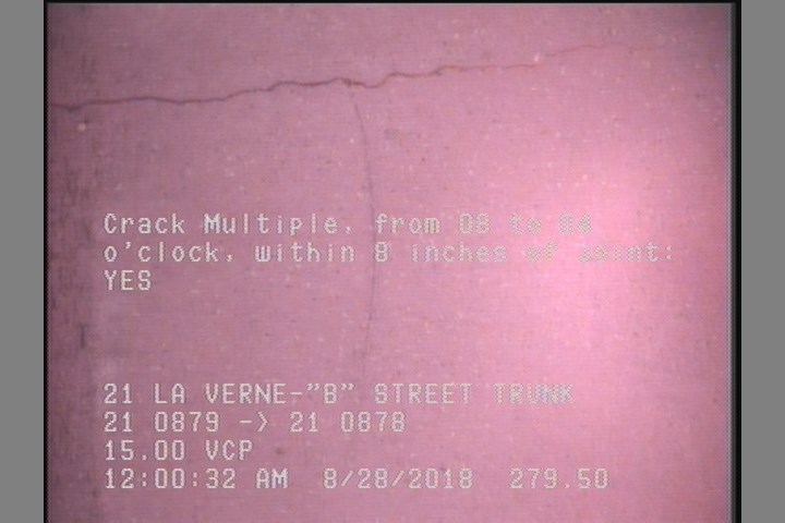 Crack Multiple, from 08 to 04 o'clock, within 8 inches of joint: YES