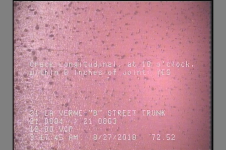 Crack Longitudinal, at 10 o'clock, within 8 inches of joint: YES