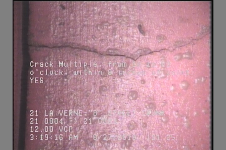 Crack Multiple, from 10 to 02 o'clock, within 8 inches of joint: YES