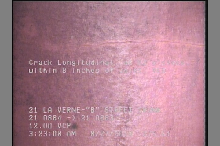 Crack Longitudinal, at 02 o'clock, within 8 inches of joint: YES