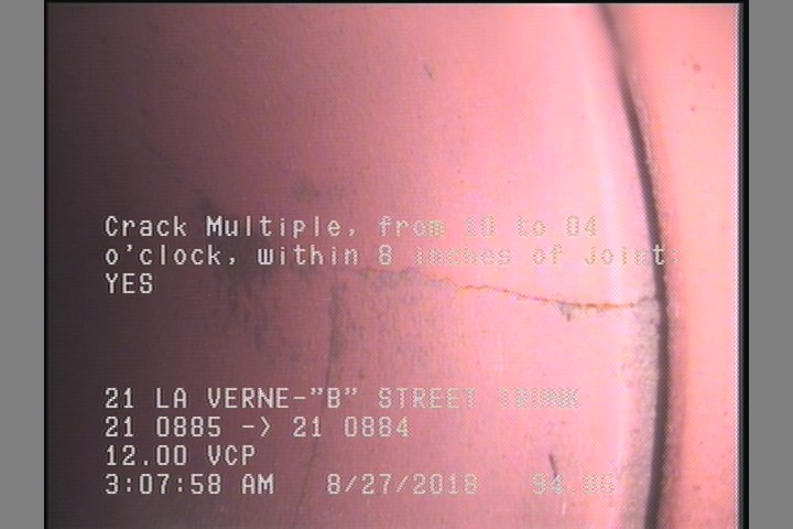 Crack Multiple, from 10 to 04 o'clock, within 8 inches of joint: YES