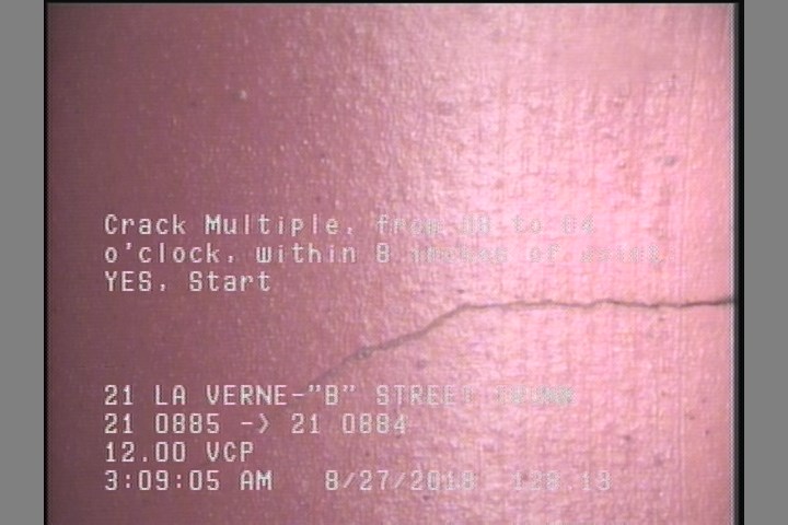 Crack Multiple, from 08 to 04 o'clock, within 8 inches of joint: YES, Start